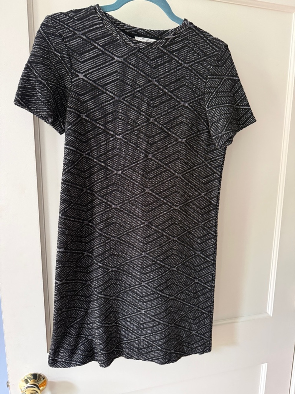 Zara Black and White Geometric Mini Shift Dress